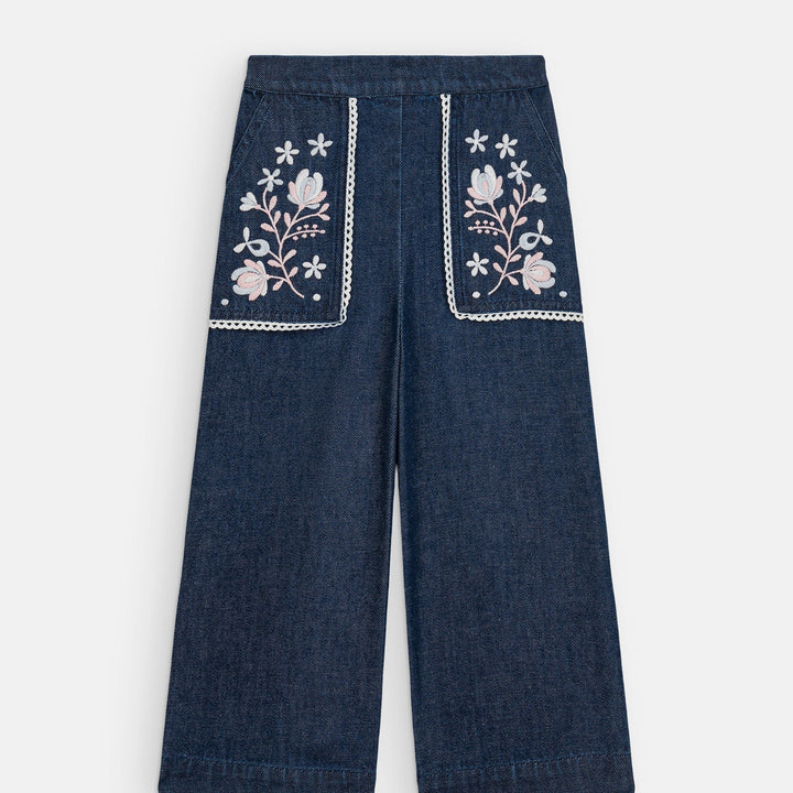 Louise Misha Flofi Embroidered Wide Leg Jeans