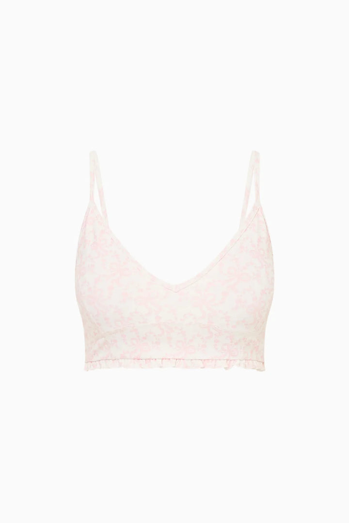 Love Shack Fancy Erza Bow Print Active Bra