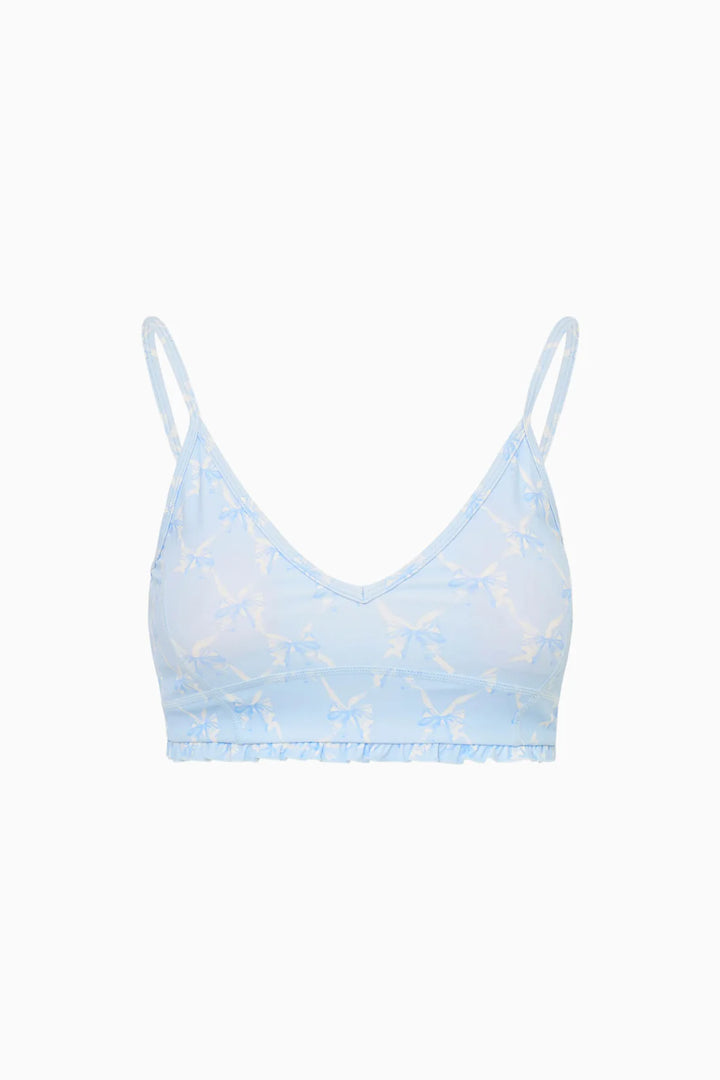 Love Shack Fancy Erza Bow Print Active Bra