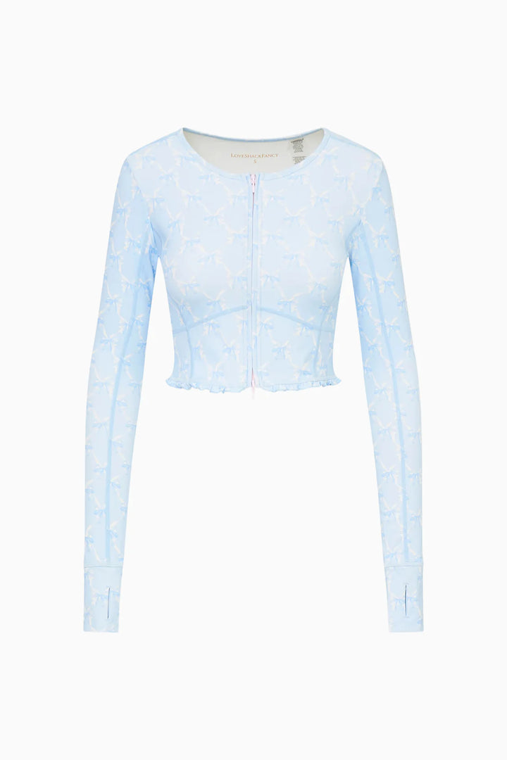 Love Shack Fancy Laudie Bow Print Active Zip Up