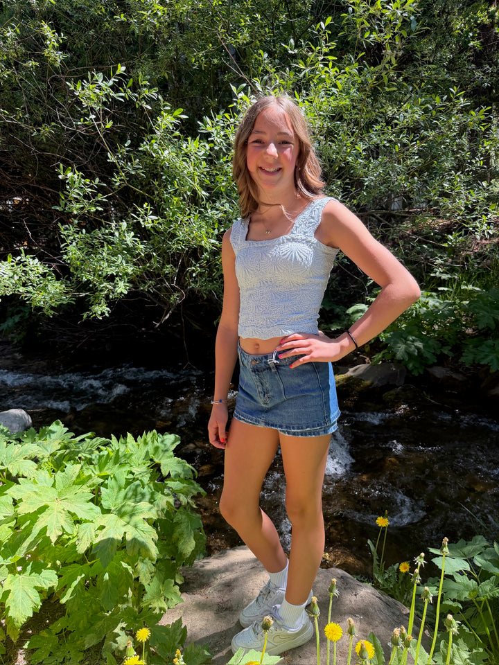 KatieJNYC San Diego Denim Micro Skort