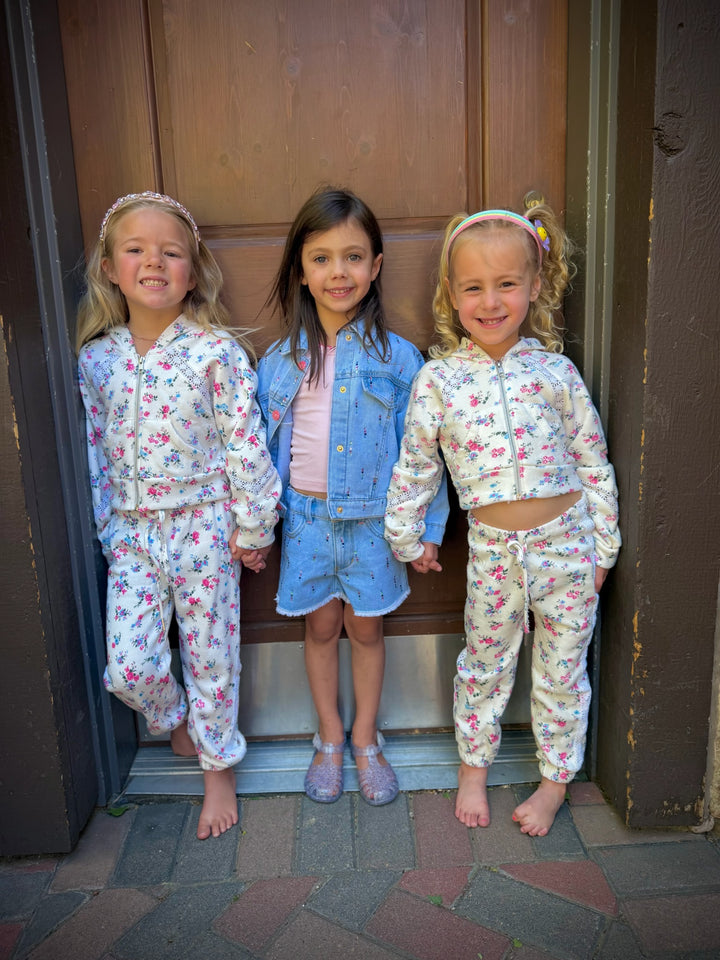 FBZ Floral Sara Print Lace Detail Hoodie/Pant SET