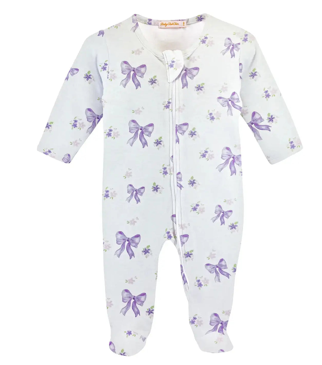 Baby Club Chic Bows Printed Zip Footie Skipper & Scout 