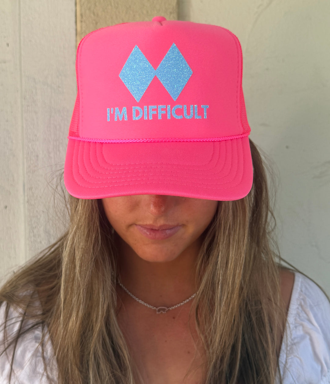 Arnie & Ollie Adult I'm Difficult Trucker- Pink