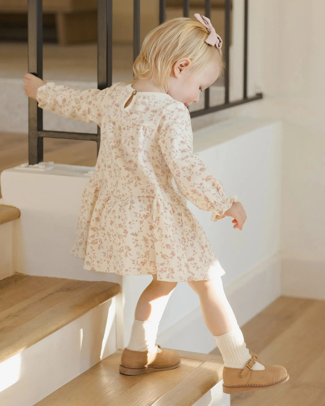 QUINCY MAE Garden Print Organic Cotton Tiered Dress in Ivory at Nordstrom, Size 0-3M QUINCY MAE Garden Print Organic Cotton Tiered Dress in Ivory at Nordstrom, Size 0-3M