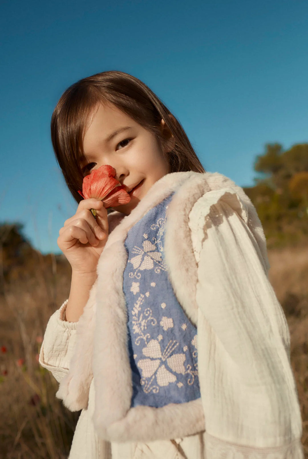 Louise Misha Librana Embroidered Denim Vest