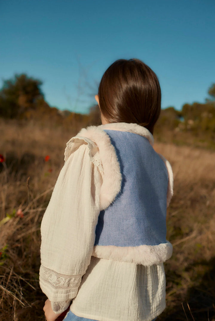 Louise Misha Librana Embroidered Denim Vest