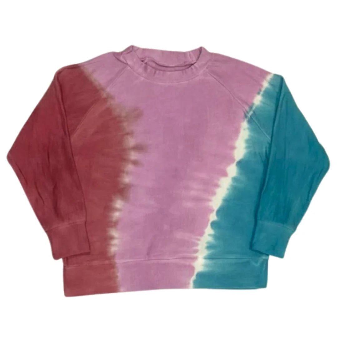 Fairwell Mellow Raglan sweatshirt hand dyed in pink and teal Flower tie-dye