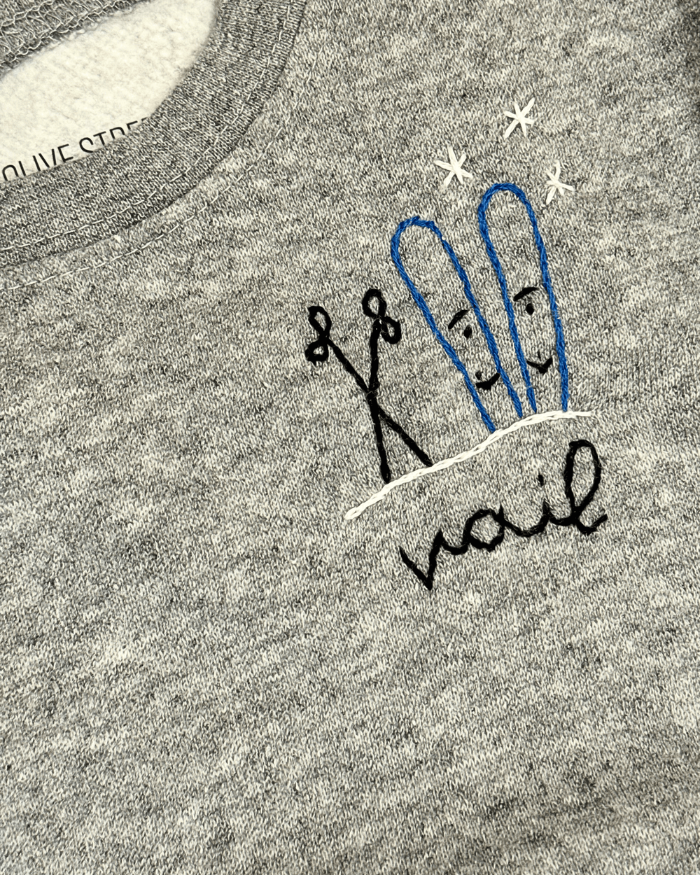 Sweet Olive Vail Ski Poles Embroidered Sweatshirt Skipper & Scout 