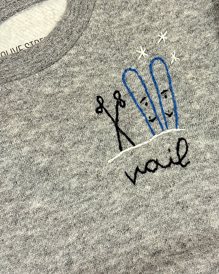 Sweet Olive Vail Ski Poles Embroidered Sweatshirt