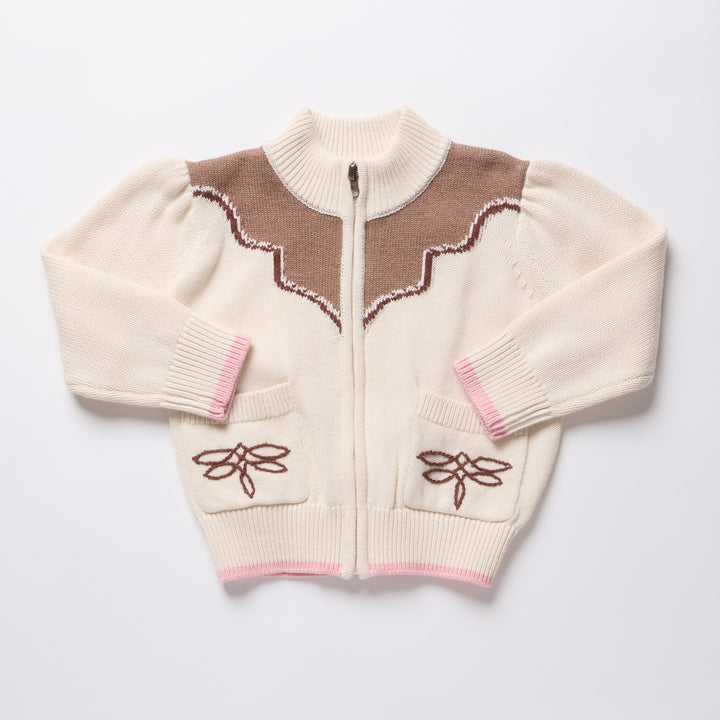 Pink Chicken Girls Western Zip Sweater