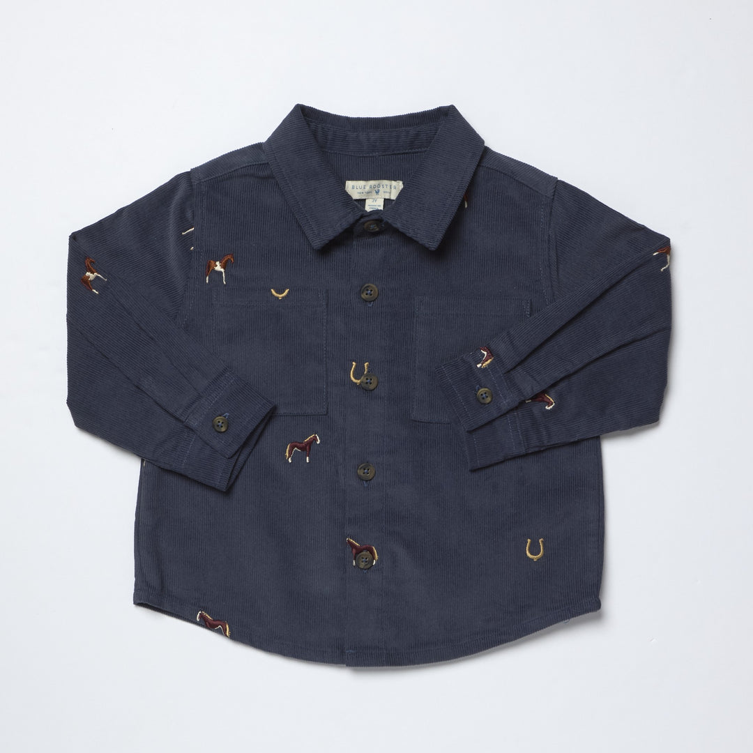 Pink Chicken Boys LS Jack Shirt - Horse Embroidery