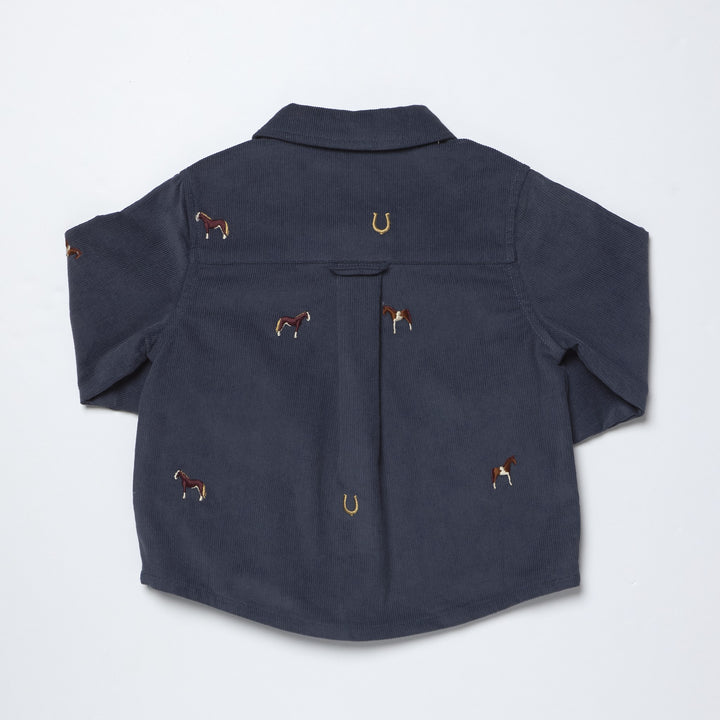 Pink Chicken Boys LS Jack Shirt - Horse Embroidery