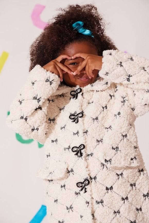 Lola & The Boys Pretty Bow Sherpa Coat Skipper & Scout 