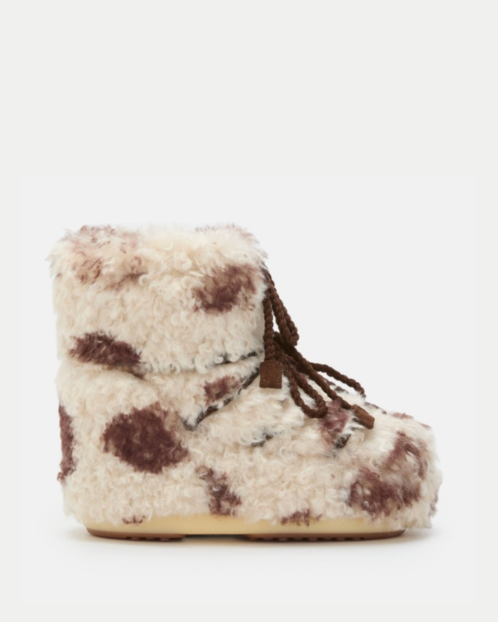 Moon Boot Icon Low Cow Print Curly