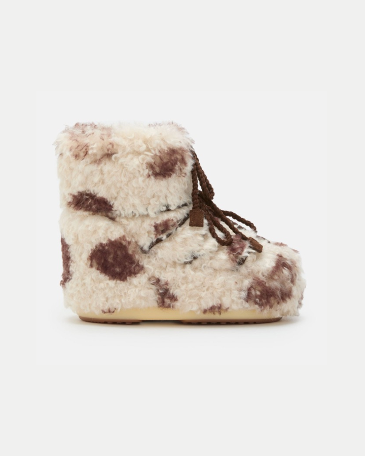 Moon Boot Icon Low Cow Print Curly