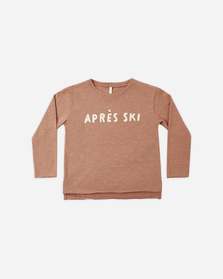 Rylee + Cru Apres Ski Raw Edge LS Tee in brown