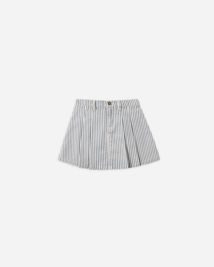 Rylee + Cru Pleated Railroad Striped Skirt/Crochet Bows Pullover SET