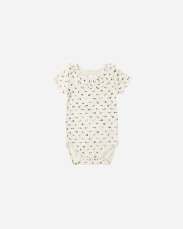 Rylee + Cru Ruffle Collar Bodysuit/Denim Romper SET