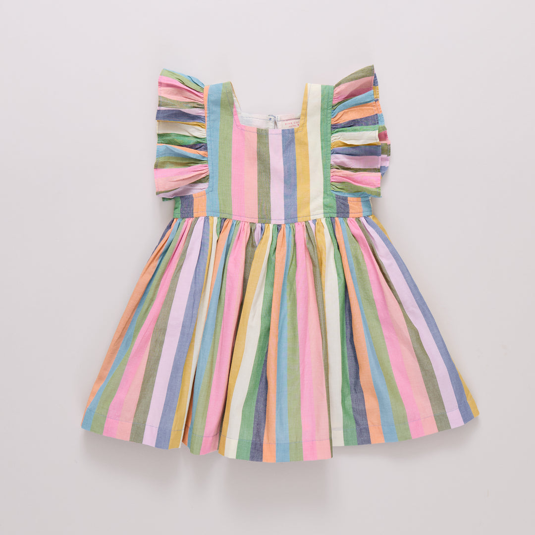 Pink Chicken Parade Stripe Elsie Dress