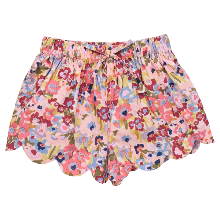 Pink Chicken Sketched Floral Scallop Short