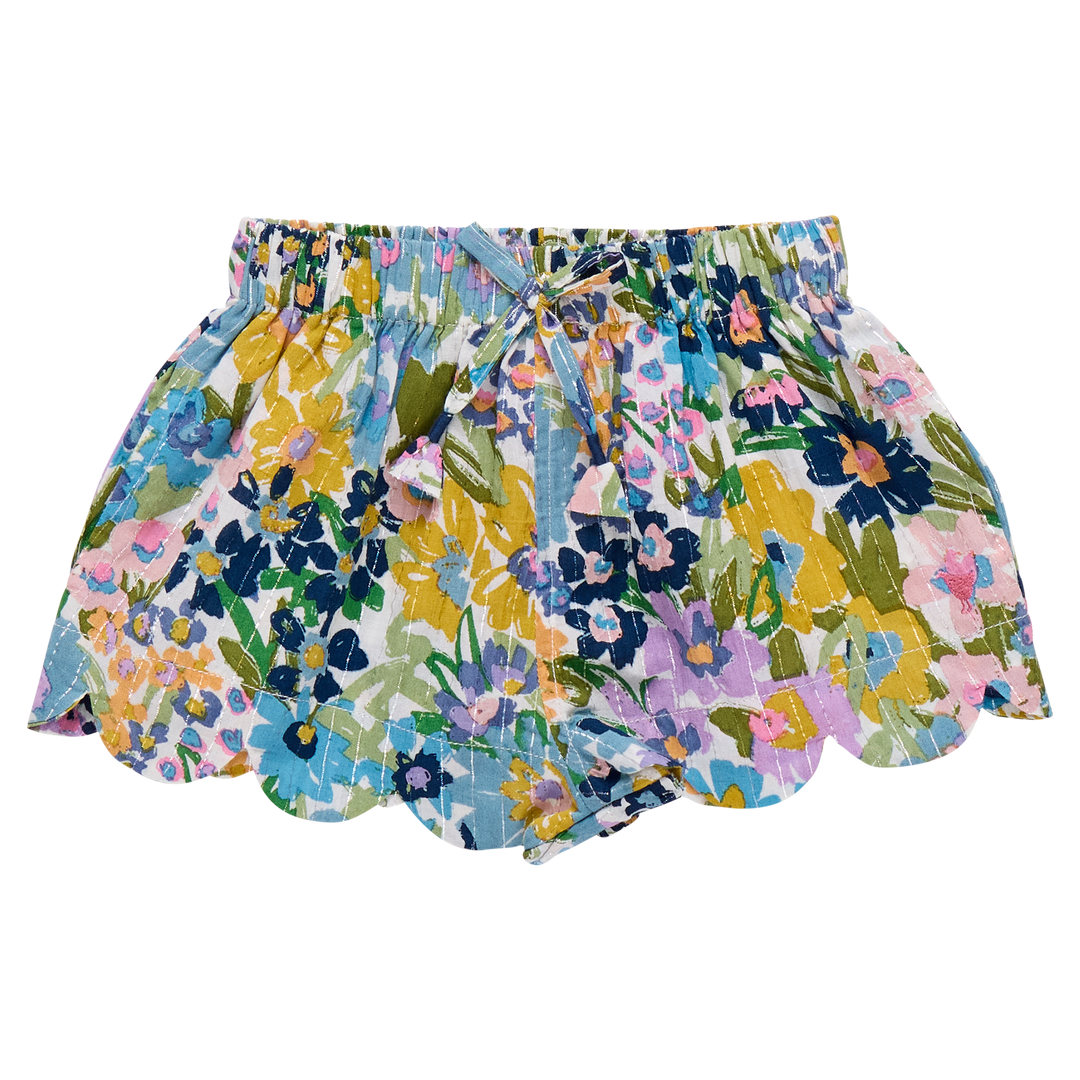 Pink Chicken Sketched Floral Scallop Short