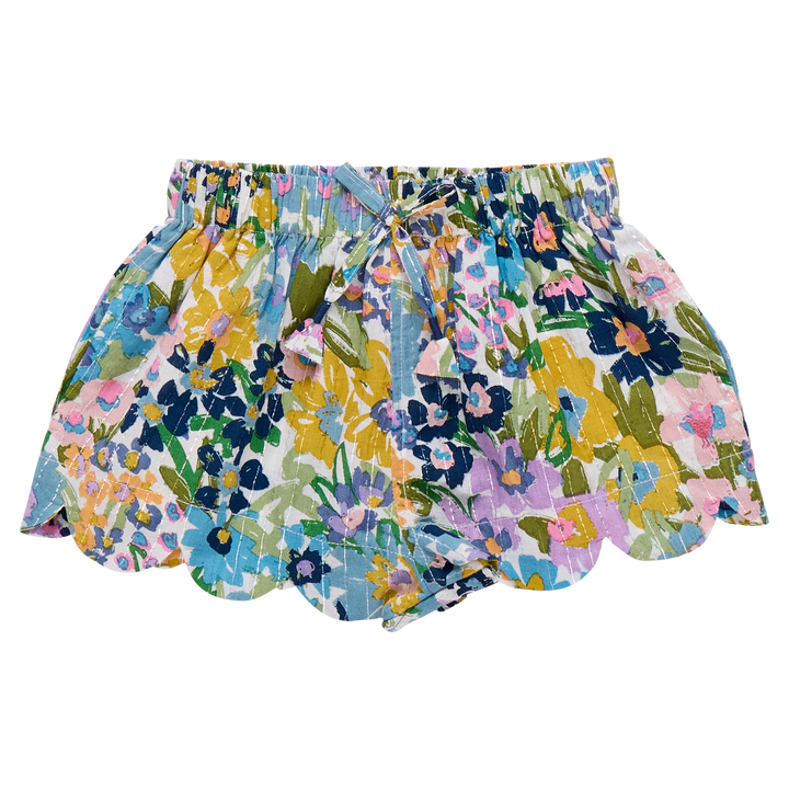 Pink Chicken Sketched Floral Scallop Short