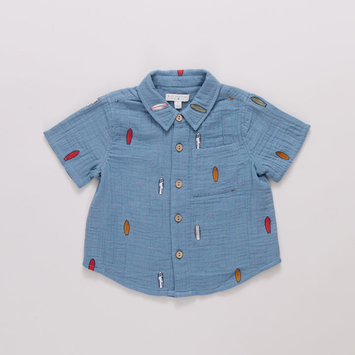 Pink Chicken Surfboard Embroidery Jack Shirt