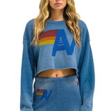 Aviator Nation Vintage Logo Cropped Crew Sweatshirt