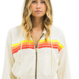 Aviator Nation 5 Stripe Cropped Zip Hoodie