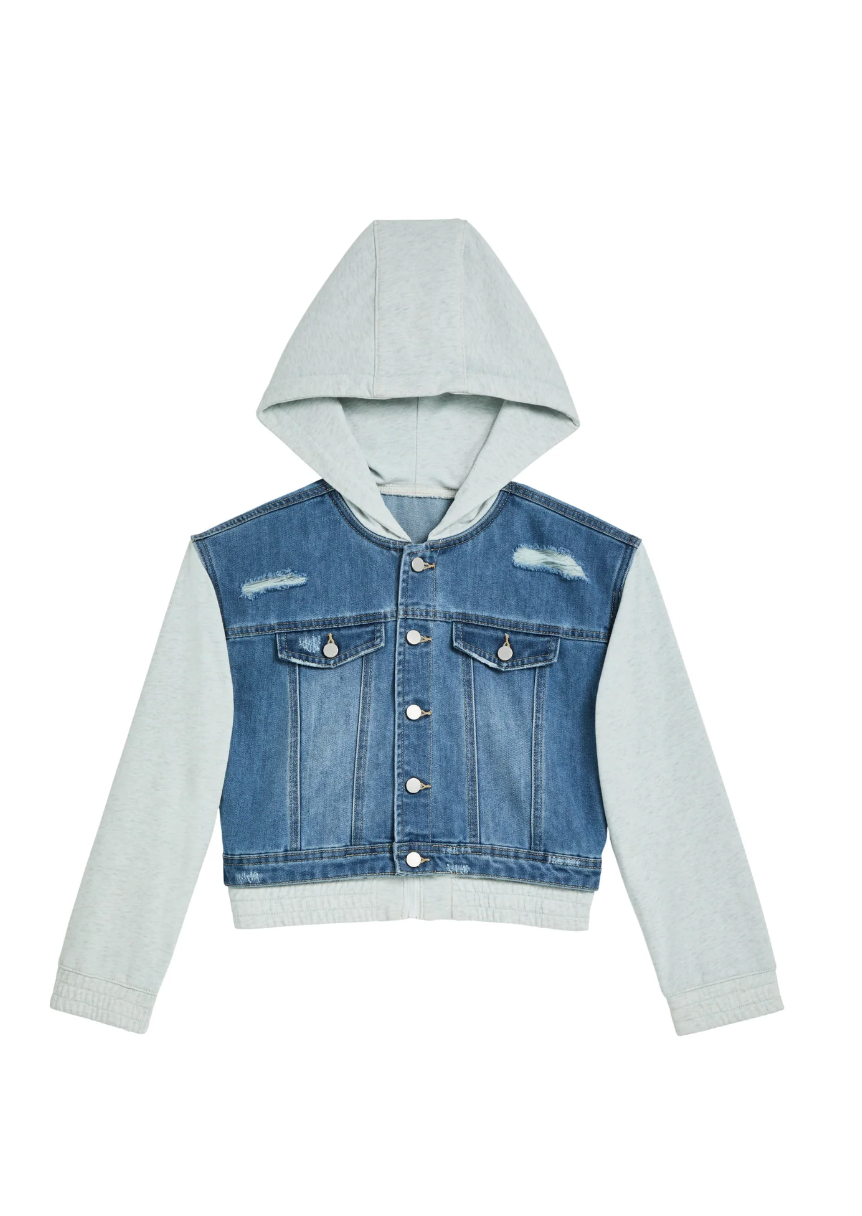 tractr Hooded Combo Fray Denim Jacket Skipper & Scout 
