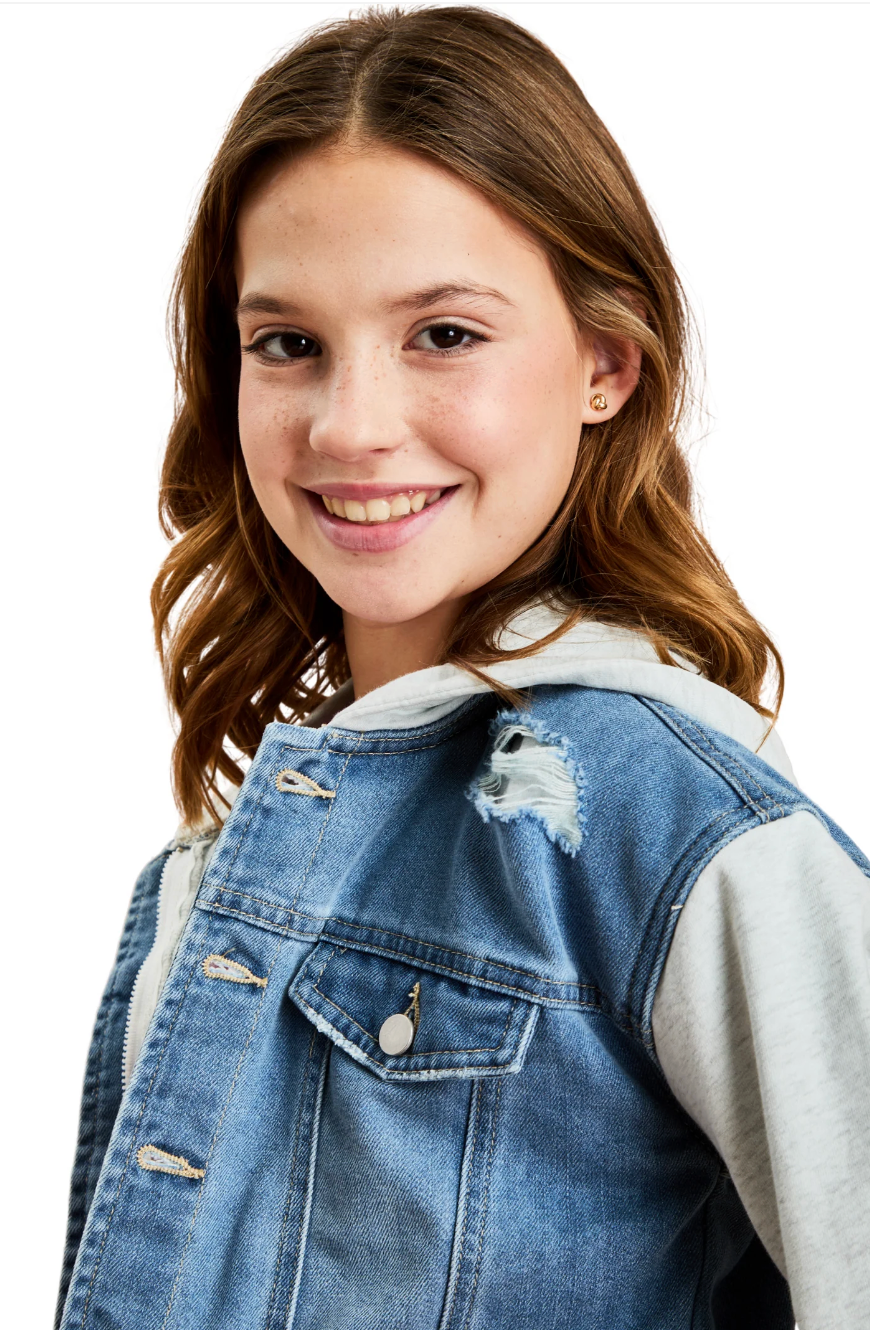 tractr Hooded Combo Fray Denim Jacket Skipper & Scout 