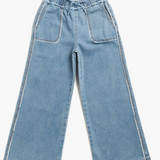 tractr Drawstring Wide Leg Fray Hem Jean