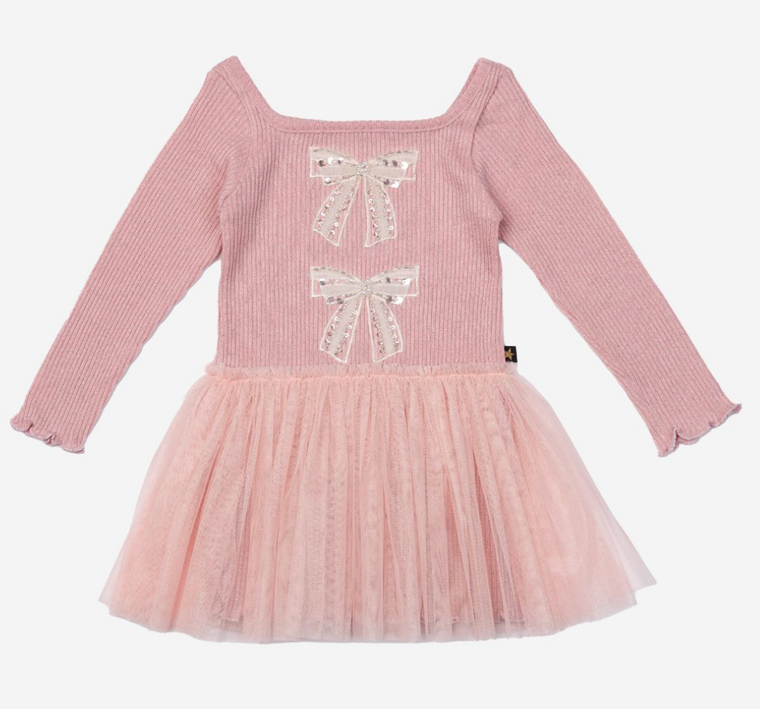 Petite Hailey Glitter Bows Dress Skipper & Scout 