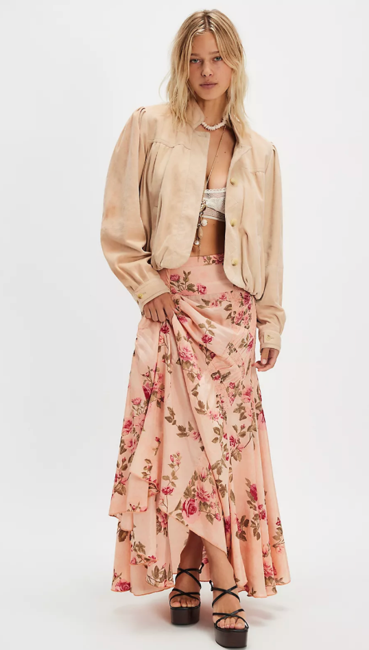 Free People Rowan Floral Maxi Skirt Skipper & Scout 