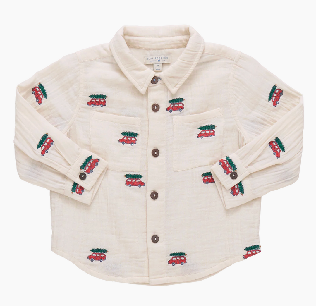 Pink Chicken Tree Farm Embroidery Jack Shirt Skipper & Scout 