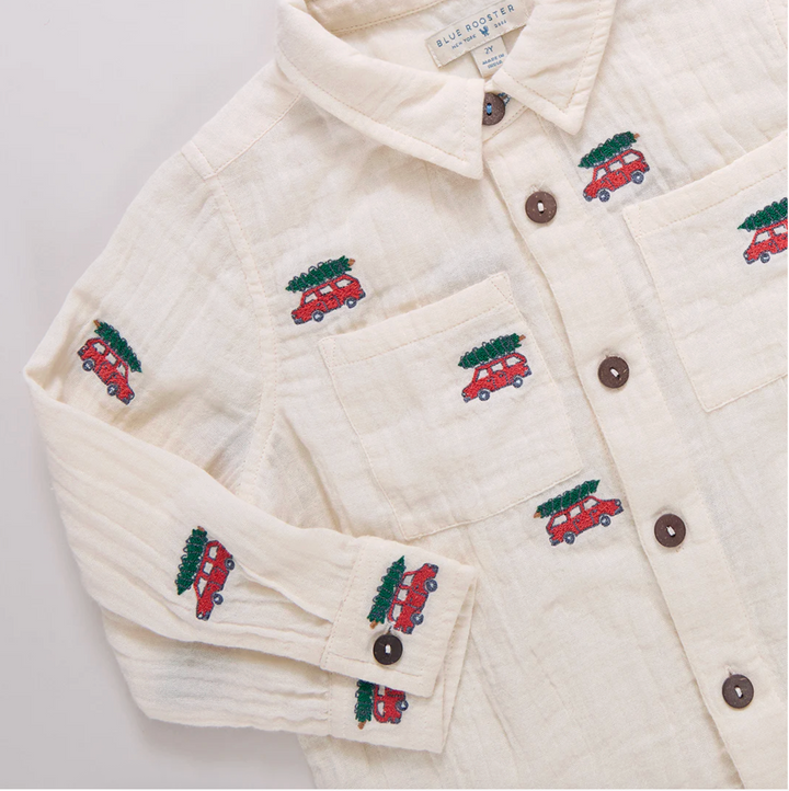 Pink Chicken Tree Farm Embroidery Jack Shirt Skipper & Scout 