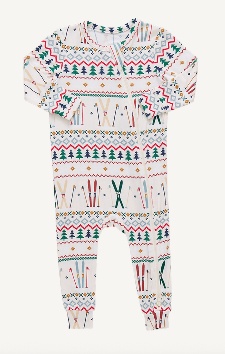 Pink Chicken Ski Fair Isle Bamboo Romper Skipper & Scout 
