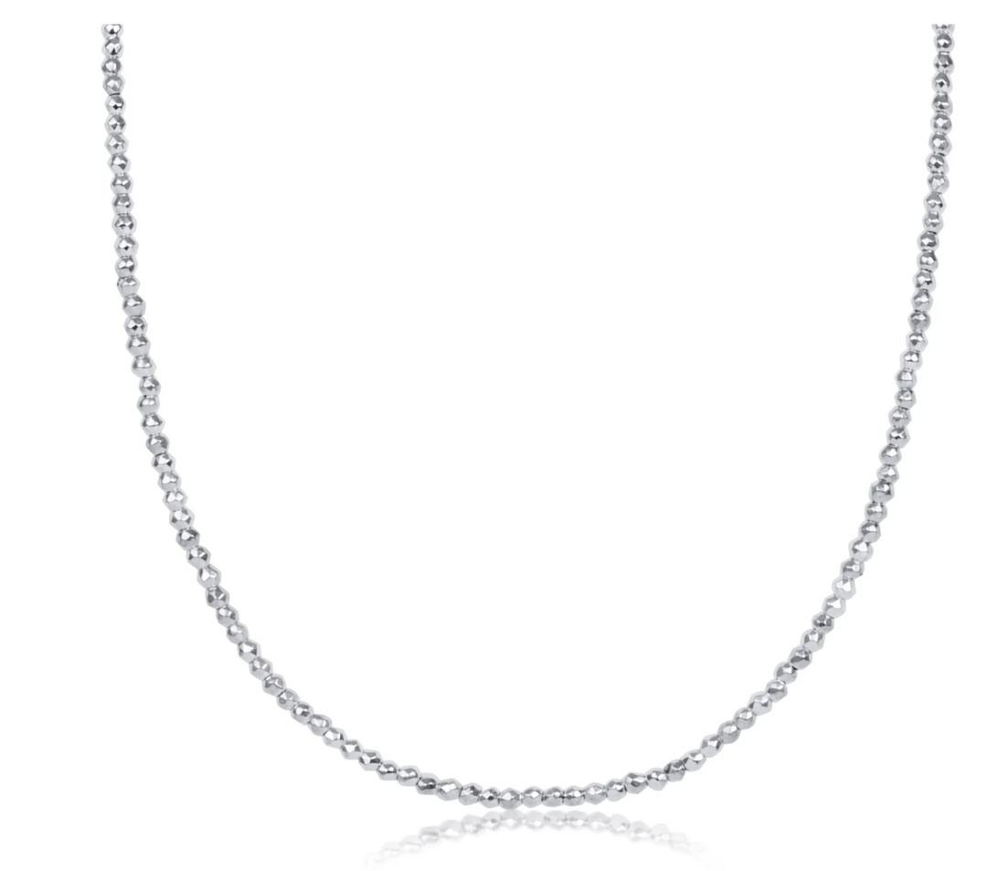 enewton 15" choker bright silver faceted hematite 2mm bead Skipper & Scout 