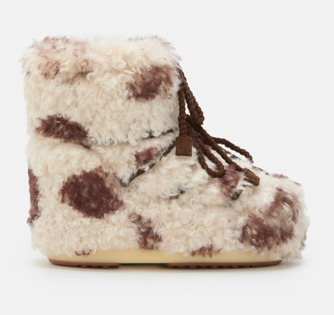 Moon Boot Icon Low Cow Print Curly Skipper & Scout 