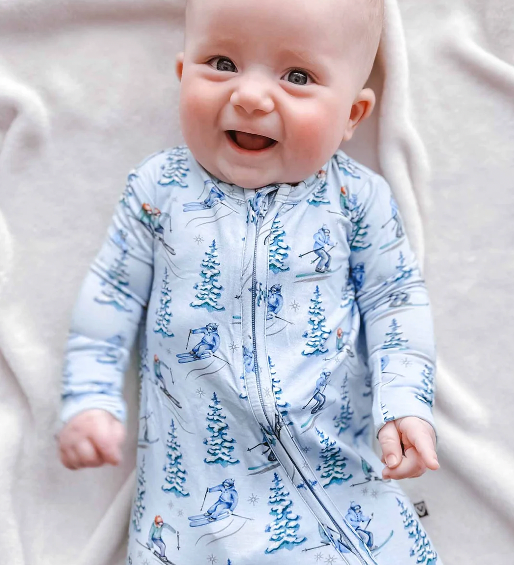 Lev Baby Ski Print Breck Zippered Footie Skipper & Scout 