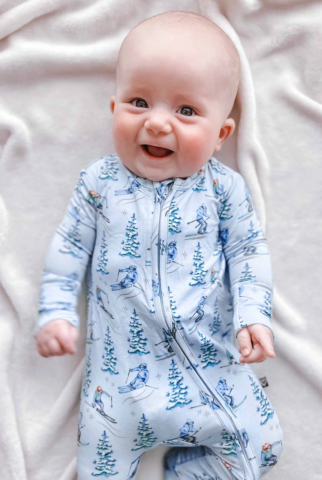 Lev Baby Ski Print Breck Zippered Footie Skipper & Scout 