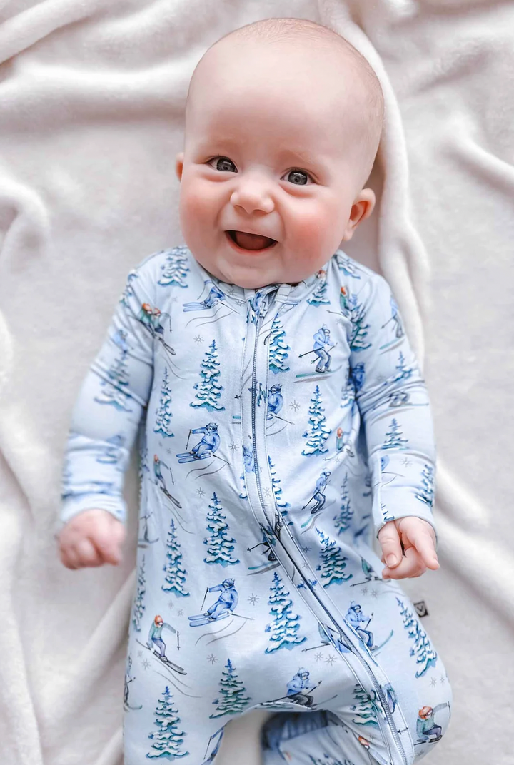 Lev Baby Ski Print Breck Zippered Footie Skipper & Scout 