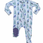 Lev Baby Ski Print Breck Zippered Footie Skipper & Scout 