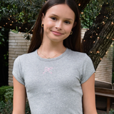 KatieJNYC Mini Bow Embroidered Tee