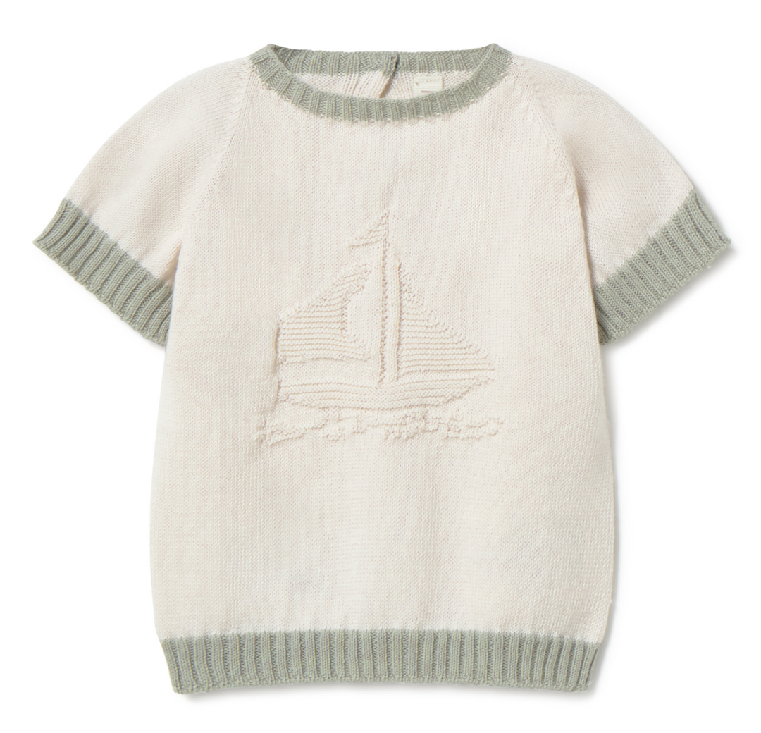 Li + Me Raul Sailboat Embroidered Knit Top