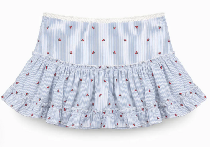 KatieJNYC Dixie Seersucker Cherry Print Skirt