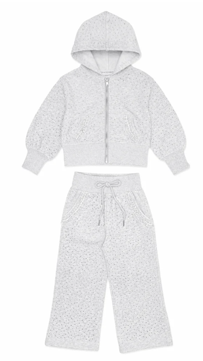 Dreamers Aria Crystal Zip Up Hoodie And Wide Leg Sweatpants Set