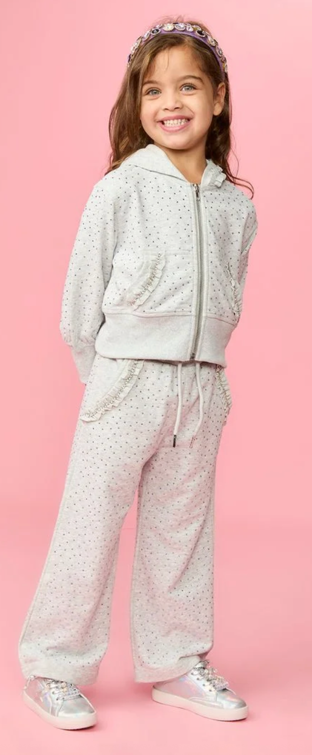 Dreamers Aria Crystal Zip Up Hoodie And Wide Leg Sweatpants Set
