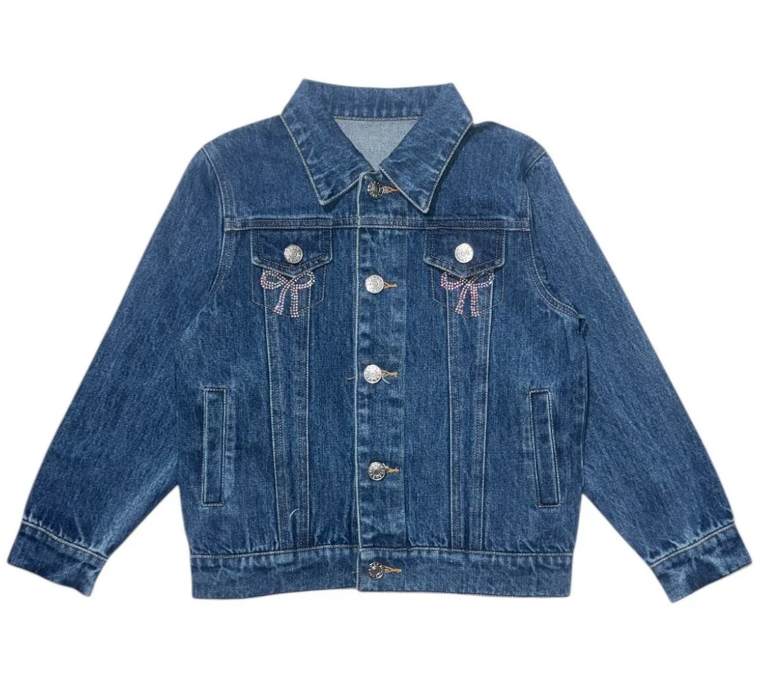 Dreamers Everly Crystal Bow Jean Jacket